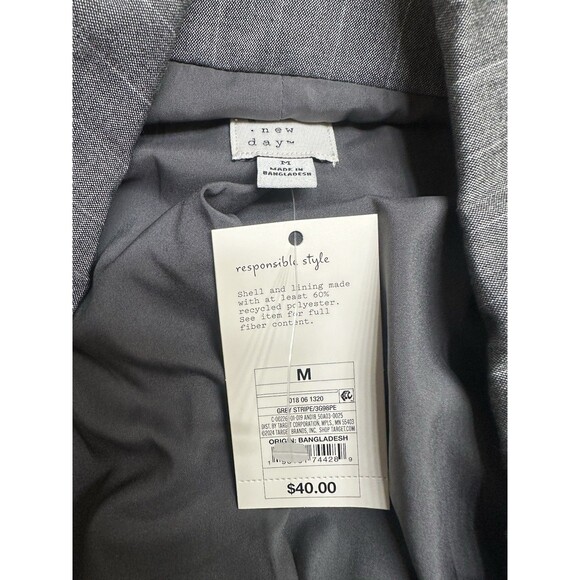 NWT A New Day Women's M Double Breasted Blazer Grey Stripe NEW $40 - Picture 9 of 10